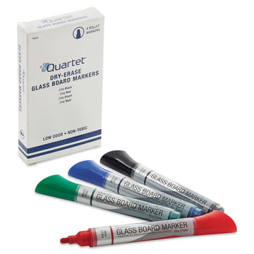Quartet® Premium Glass Board Dry Erase Marker, Broad Bullet Tip, Assorted Colors, 4-pack freeshipping - TVN Wholesale